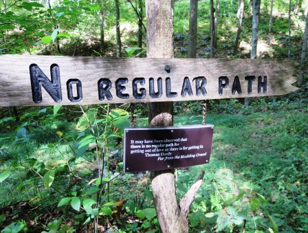 path sign at cabin